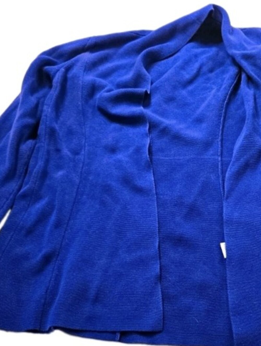 Eileen Fisher XS Open Front Knit Cardigan Jacket in Royal Blue Silk Cotton